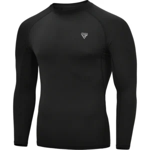 RDX T15 Long Sleeve Rash Guard Black - Compression Training Top