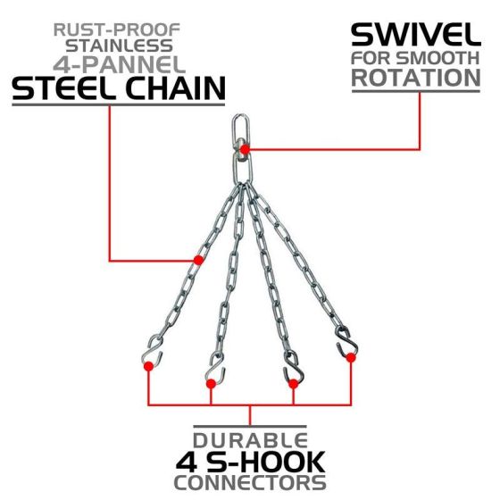 x14_punch_bag_chains_3__1.jpg RDX X14 SWIVEL WITH 4 STEEL CHAINS S HOOK CONNECTORS FOR HANGING PUNCH BAG - Image 5